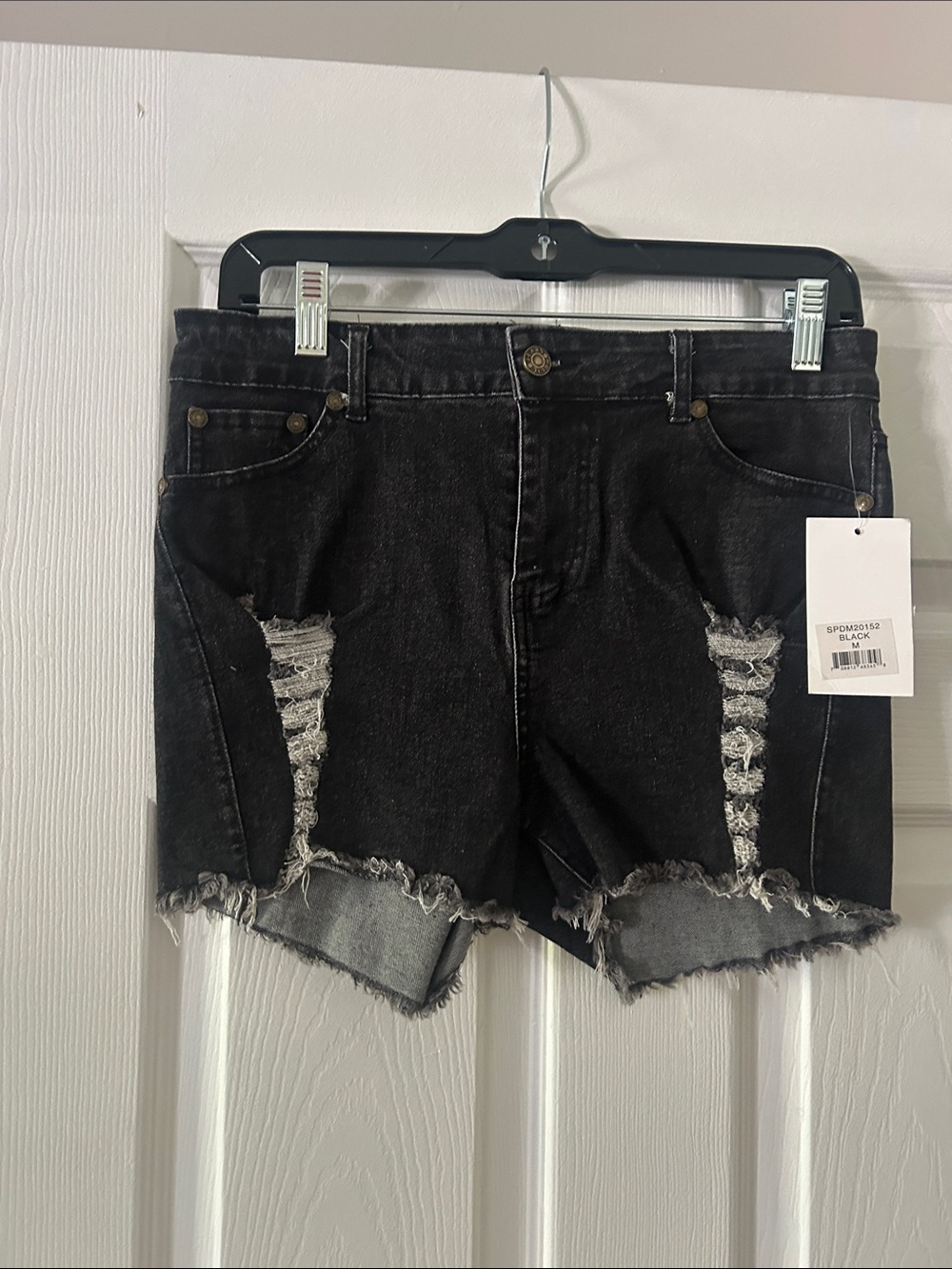 Black Distressed Women's Denim Shorts